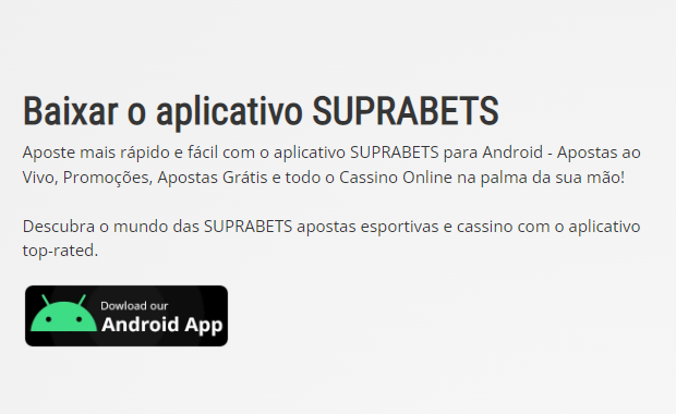 botão para baixar o app da Suprabets